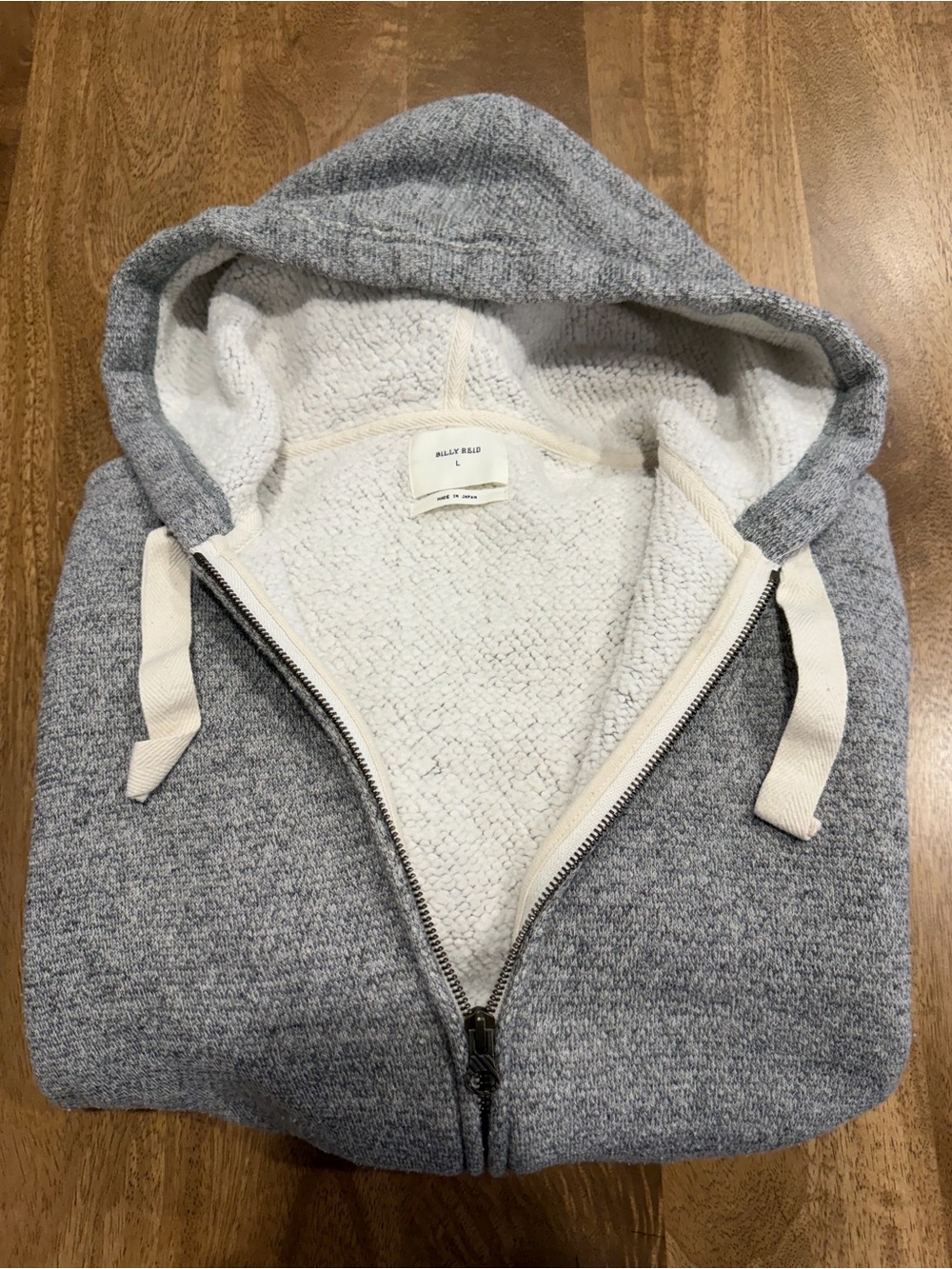 Billy Reid Heather Gray Hooded Zip Sweater